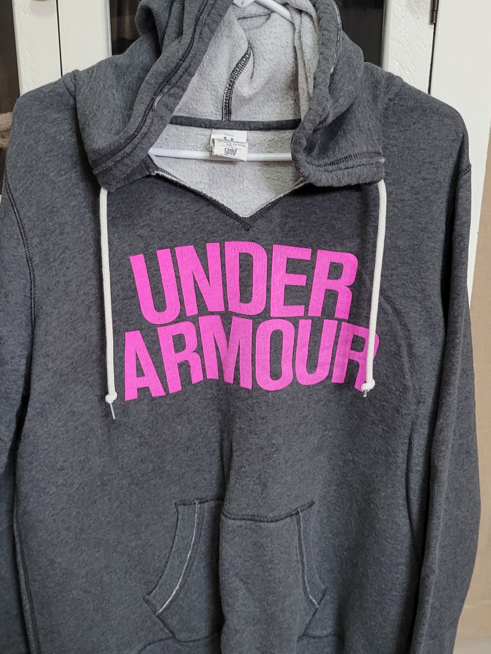 Under Armour Women’s Gray Hoodie Sweater with Pink Logo